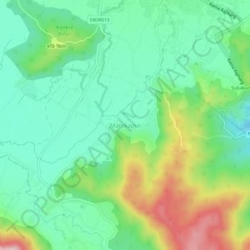 Manikapur topographic map, elevation, terrain