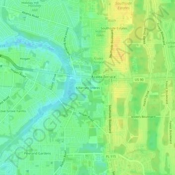 Killarney Shores topographic map, elevation, terrain