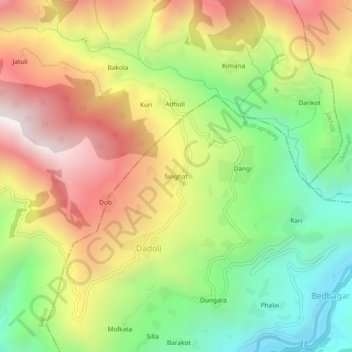 Singhat topographic map, elevation, terrain