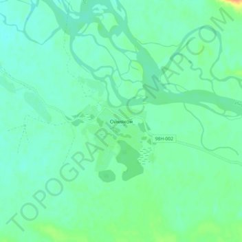 Oimiakón topographic map, elevation, terrain