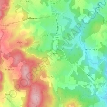 Le Mont topographic map, elevation, terrain