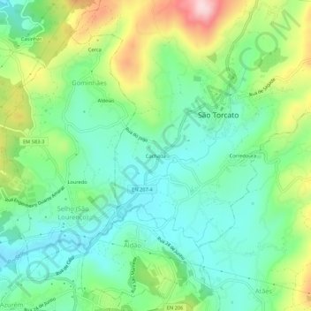Cachada topographic map, elevation, terrain