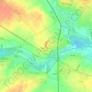 Mont César topographic map, elevation, terrain