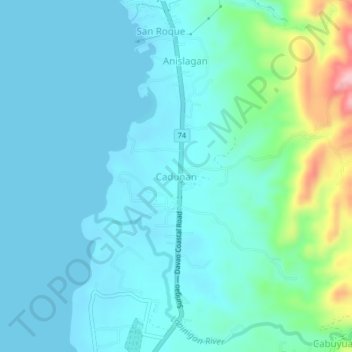 Cadunan topographic map, elevation, terrain