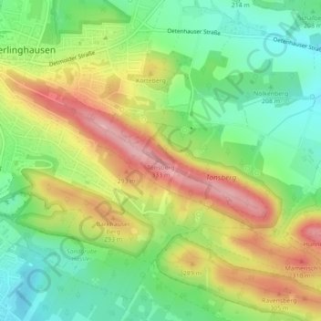 Tönsberg topographic map, elevation, terrain