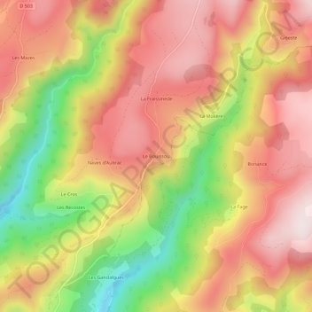 Le Bouissou topographic map, elevation, terrain