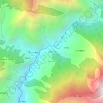 Okhal topographic map, elevation, terrain