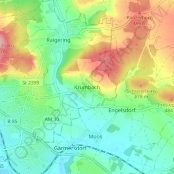 Krumbach topographic map, elevation, terrain