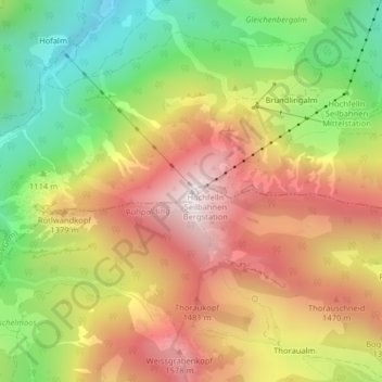 Hochfelln topographic map, elevation, terrain
