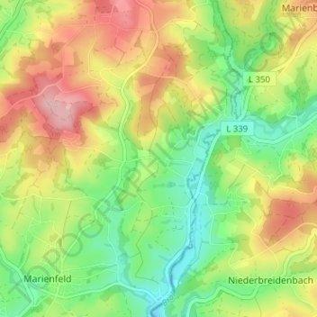 Ophausen topographic map, elevation, terrain