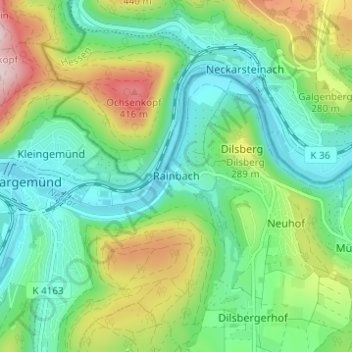 Rainbach topographic map, elevation, terrain