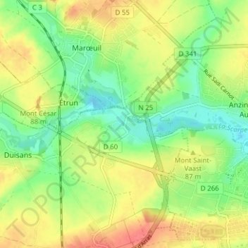 Louez topographic map, elevation, terrain