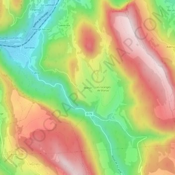 Blanaz topographic map, elevation, terrain