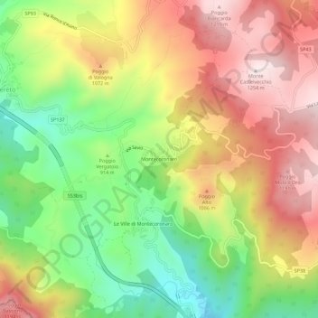 Montecoronaro topographic map, elevation, terrain