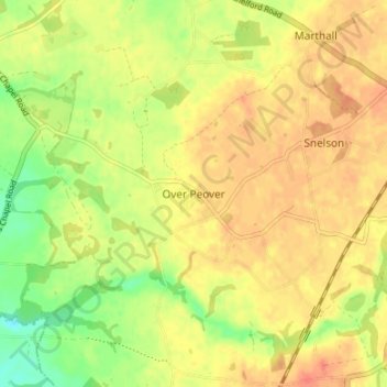 Over Peover topographic map, elevation, terrain