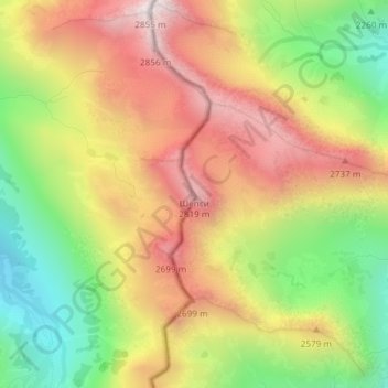 mount Shepsi topographic map, elevation, terrain