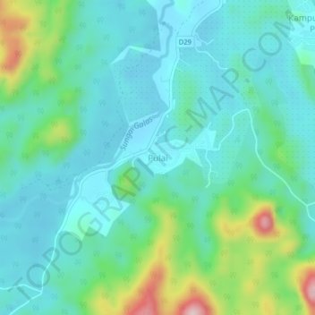 Pulai topographic map, elevation, terrain