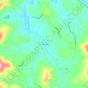 Grassy Creek topographic map, elevation, terrain