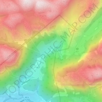 Månefossen. topographic map, elevation, terrain