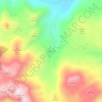 Dodurga topographic map, elevation, terrain