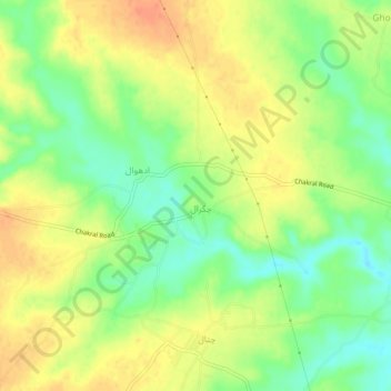 Chakral topographic map, elevation, terrain