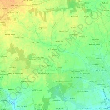 Kerflous topographic map, elevation, terrain