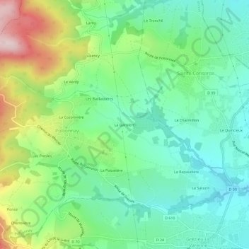 La Garnière topographic map, elevation, terrain