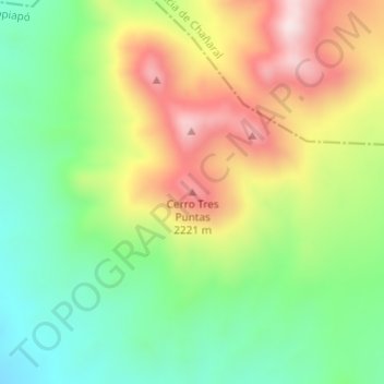 Cerro Tres Puntas topographic map, elevation, terrain