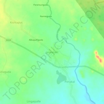 Jannaram topographic map, elevation, terrain
