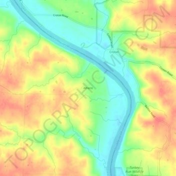 Athens topographic map, elevation, terrain