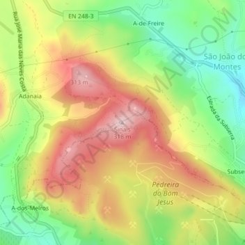Sinais topographic map, elevation, terrain