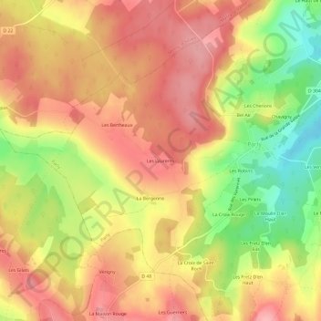 Les Laurents topographic map, elevation, terrain