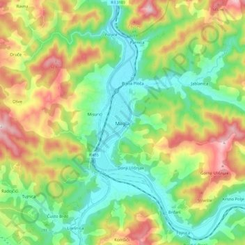 Maglaj topographic map, elevation, terrain