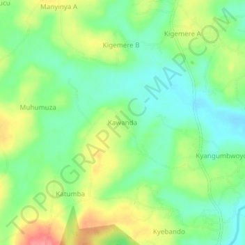 Kawanda topographic map, elevation, terrain