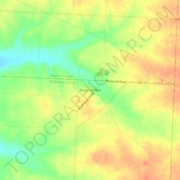 Rocky Comfort topographic map, elevation, terrain