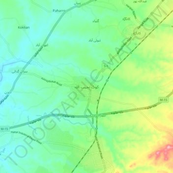 Kot Najibullah topographic map, elevation, terrain