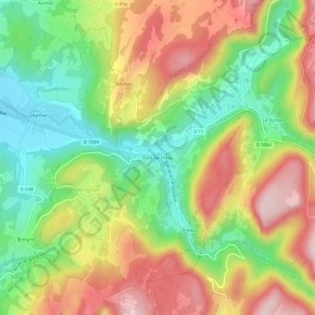 Pont de Préau topographic map, elevation, terrain