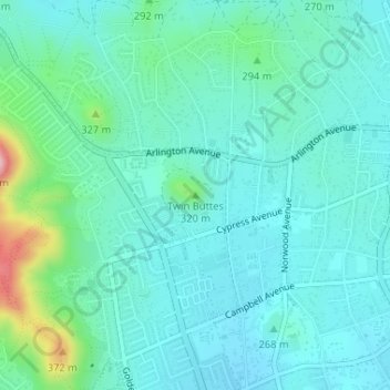 Twin Buttes topographic map, elevation, terrain