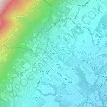 Baizenas topographic map, elevation, terrain