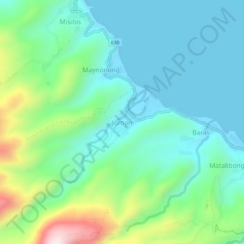 Joroan topographic map, elevation, terrain