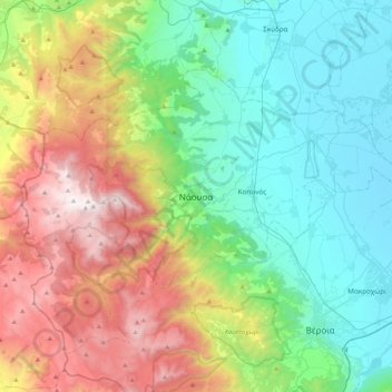 Naoussa topographic map, elevation, terrain
