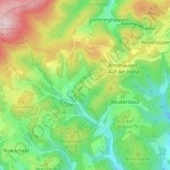 Roscheid topographic map, elevation, terrain
