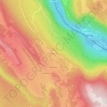 Ville d'En-Bas topographic map, elevation, terrain