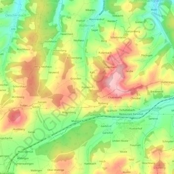 Rossweid topographic map, elevation, terrain