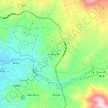 Buesaquillo topographic map, elevation, terrain