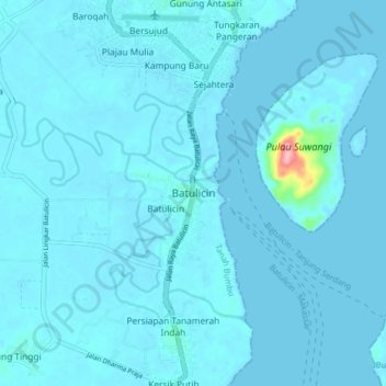 Batulicin topographic map, elevation, terrain