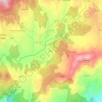 Penso topographic map, elevation, terrain
