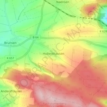 Holtershausen topographic map, elevation, terrain