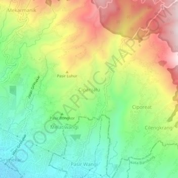 Cipanjalu topographic map, elevation, terrain