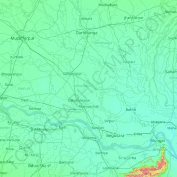 Samastīpur topographic map, elevation, terrain